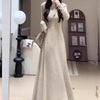 Autumn Winter French Retro Waist Dresses