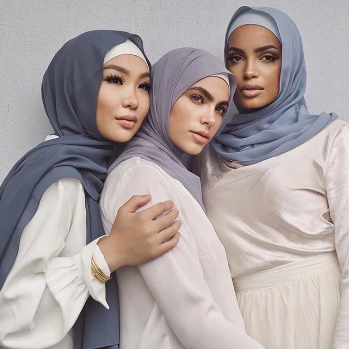 Ready-to-Wear Chiffon Hijab – Elegant Solid Color Instant Headscarf