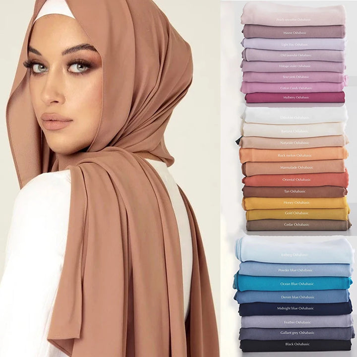 Ready-to-Wear Chiffon Hijab – Elegant Solid Color Instant Headscarf