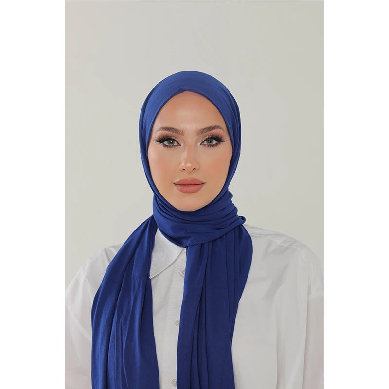 Soft Cotton Jersey Hijab – Long Plain Stretch Scarf