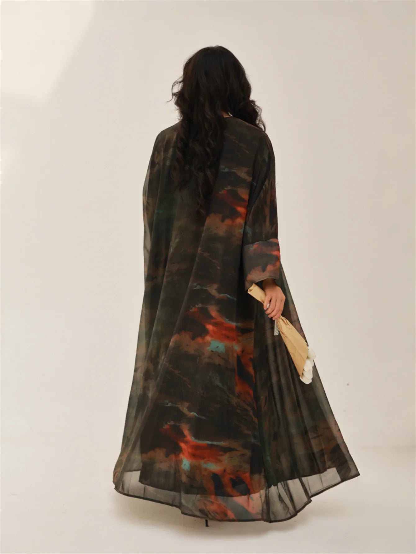 Tie-Dye Open Front Abaya – Arabian Maxi Dress