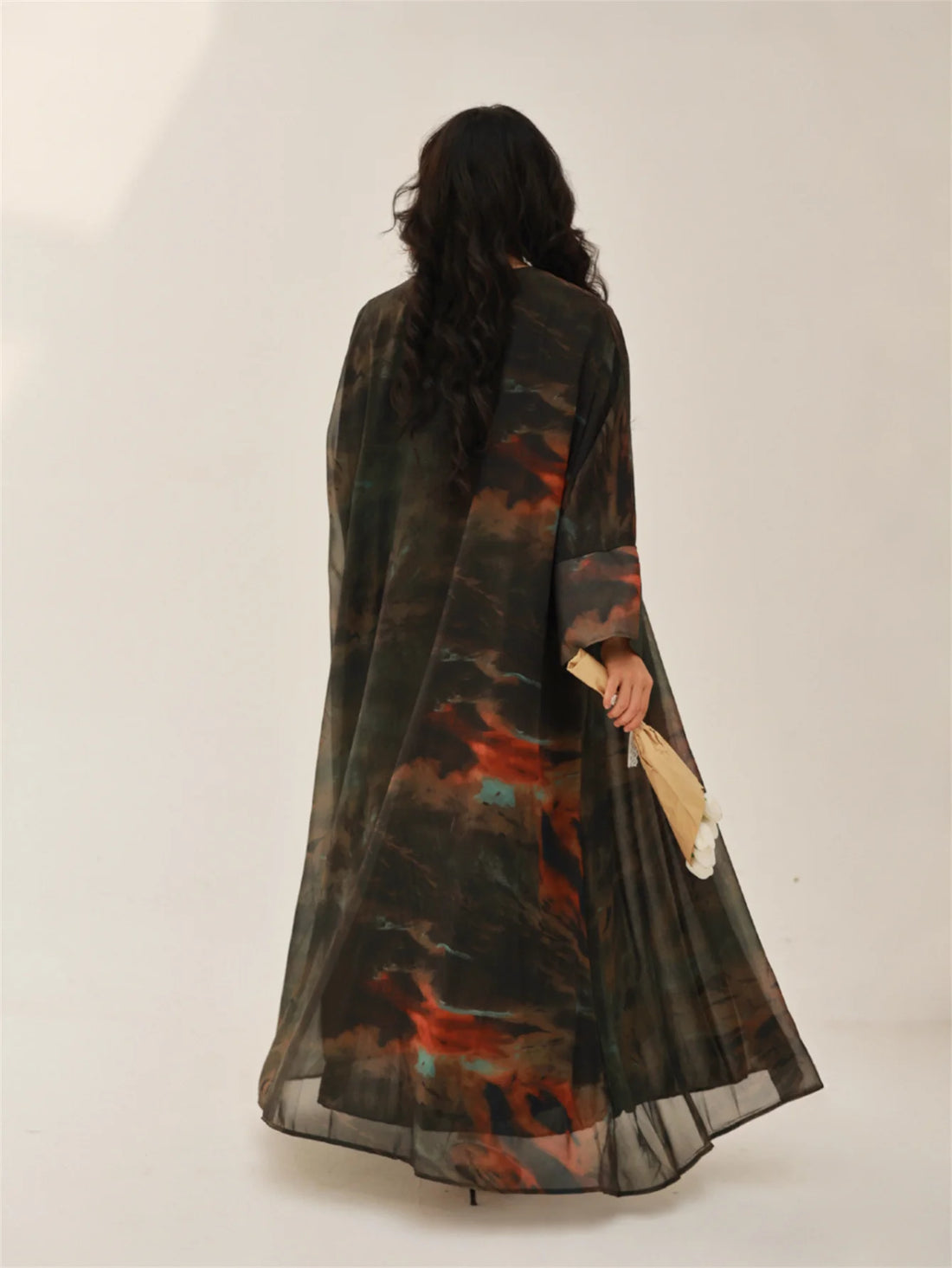 Tie-Dye Open Front Abaya – Arabian Maxi Dress