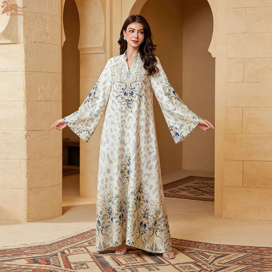 Floral Flare Abaya – Beaded Casual Eid Dress