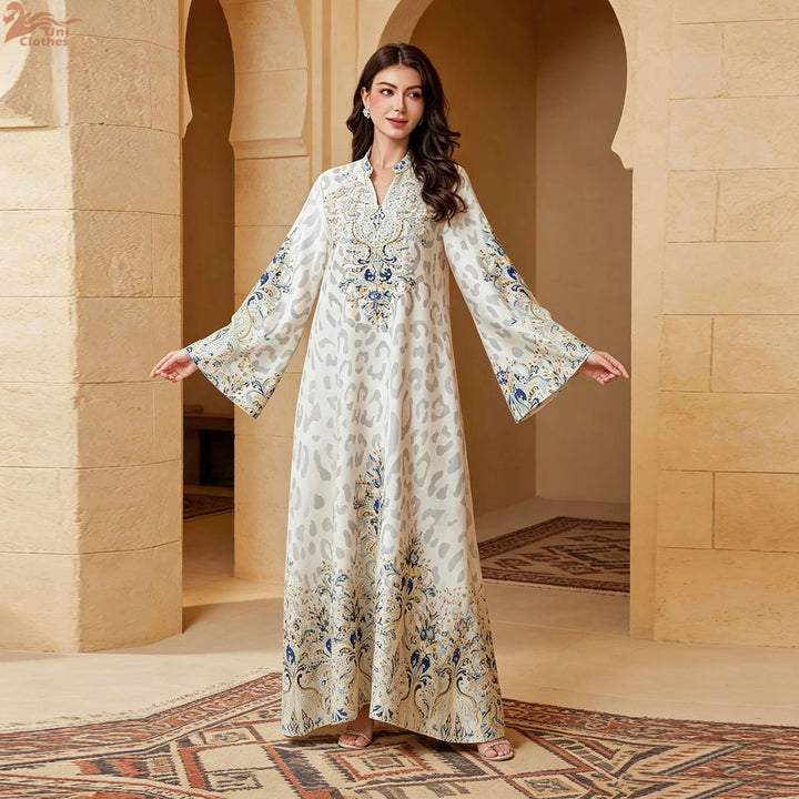 Floral Flare Abaya – Beaded Casual Eid Dress