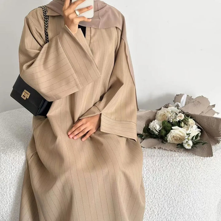 Eid Abaya Women Dress Kaftan Jalabiya striped Party Muslim Caftan