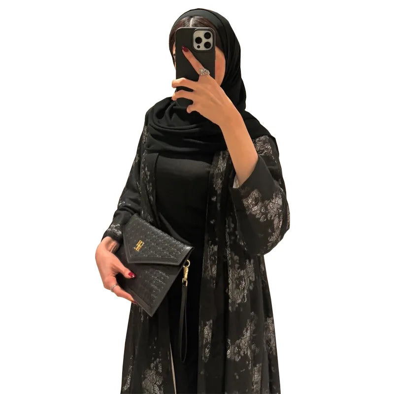 Women Open Abaya Cardigan – Long Arab Robe for Eid