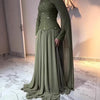 Women Long Dress Splice Beaded Mock Neck Full Sleeve Streetwear