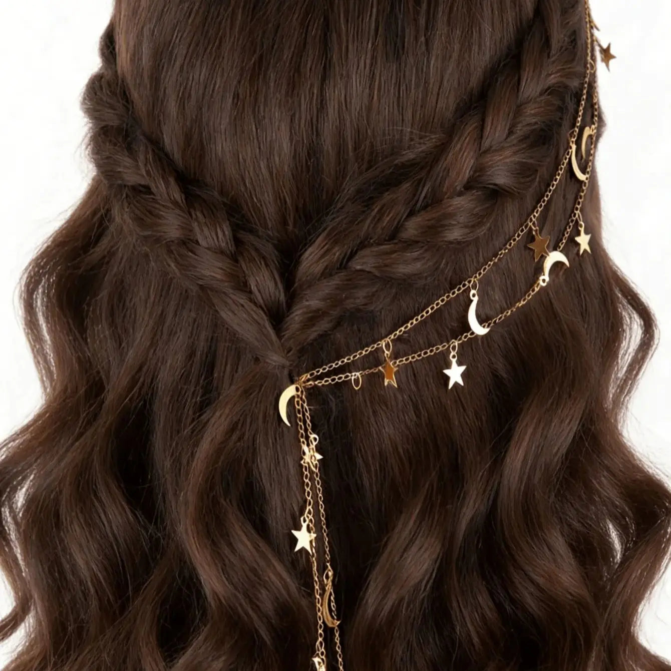 Ramadan Moon & Star Hair Chain – Elegant Invisible Hair Accessory for Women