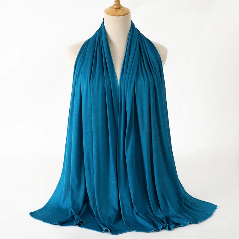 Soft Cotton Jersey Hijab – Long Plain Stretch Scarf