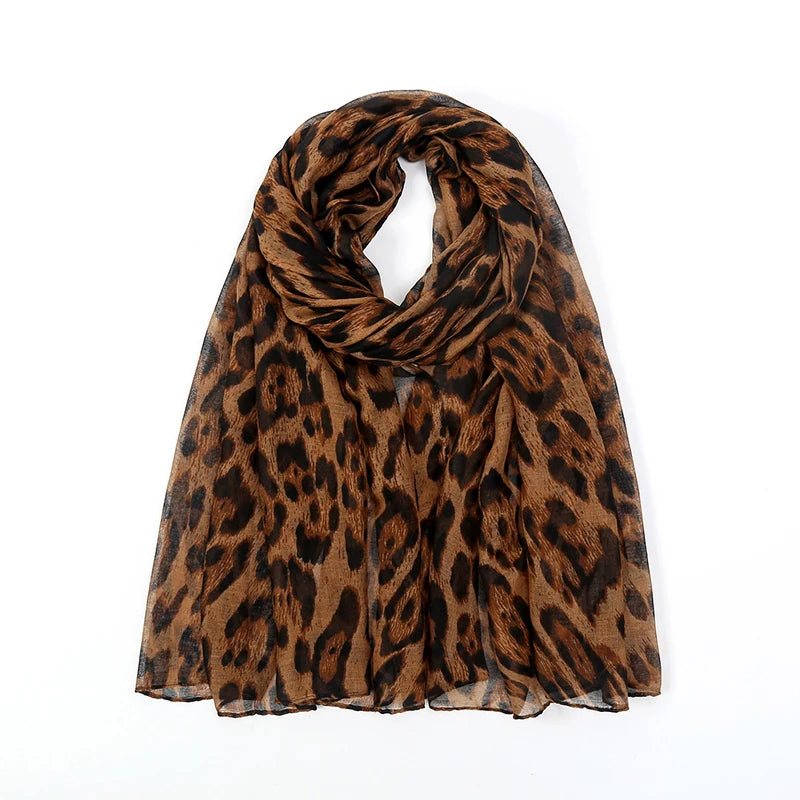 Voile Leopard Print Headscarf – Luxury Fashion Shawl