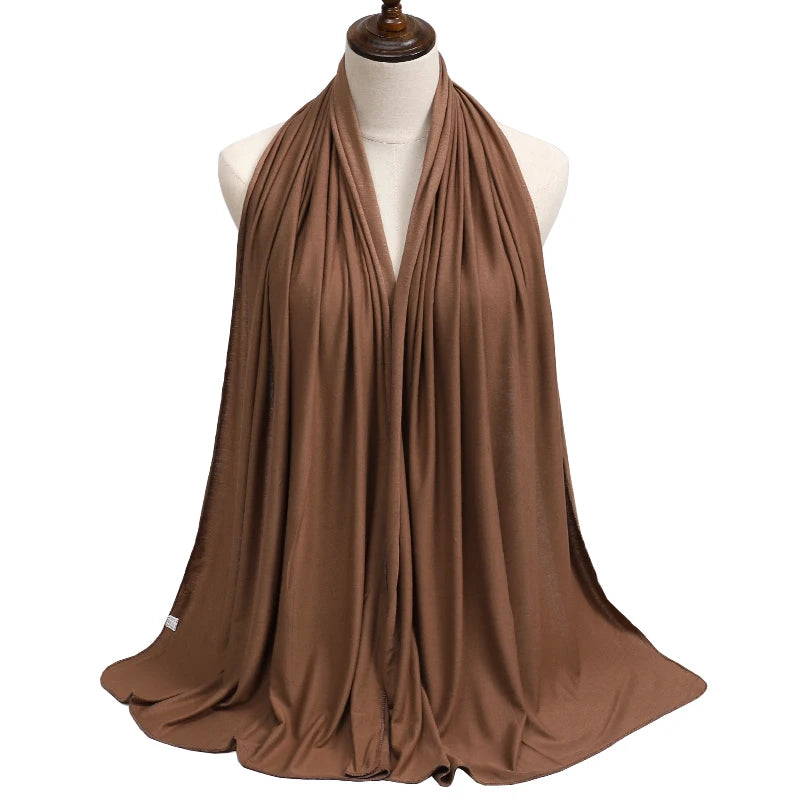 Jersey Modal Cotton Hijab – Soft Solid Color Long Scarf