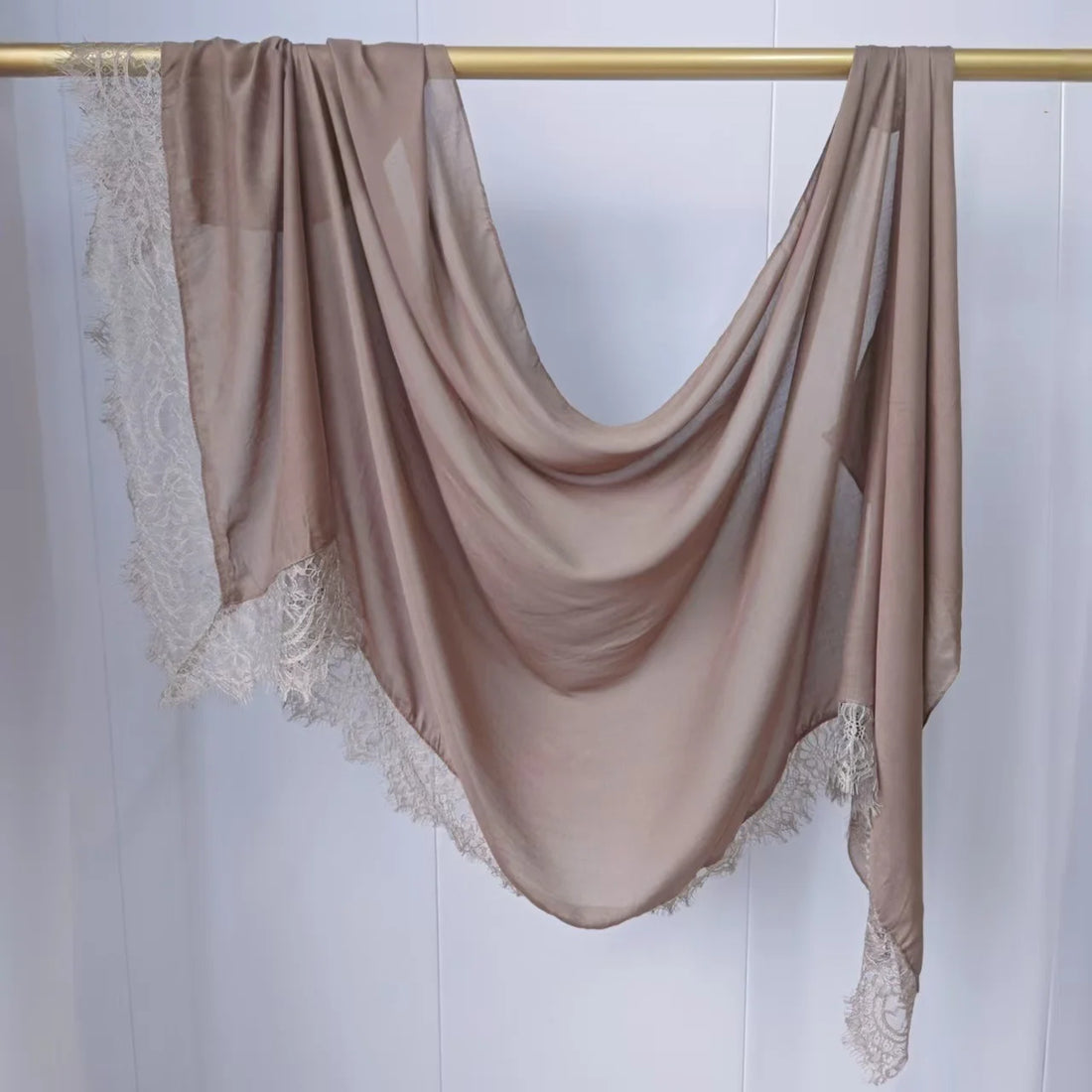 Lace Edge Modal Hijab Scarf – Breathable Cotton Turban Shawl