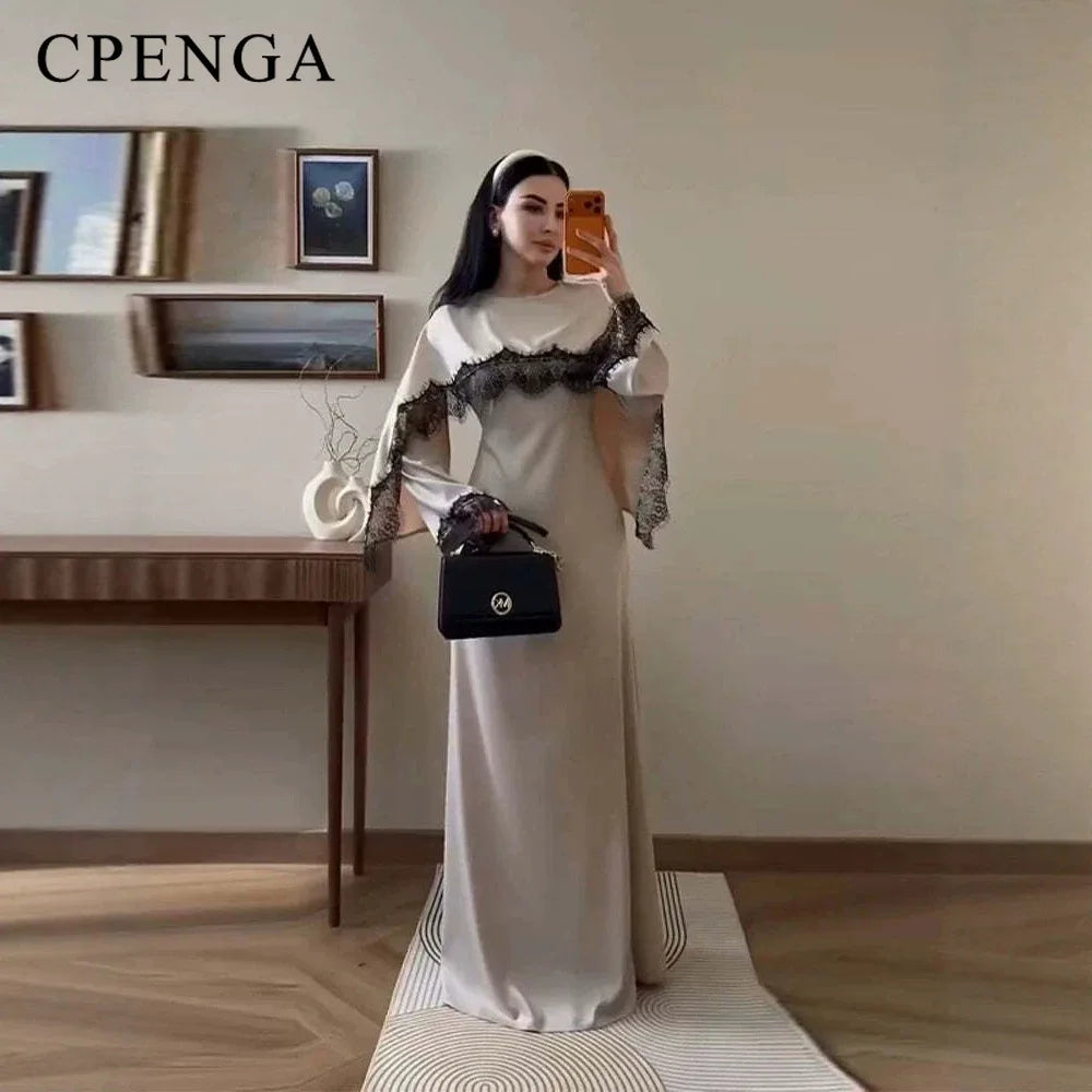 Luxury Dubai Abaya with Lace Shawl for Muslim Women