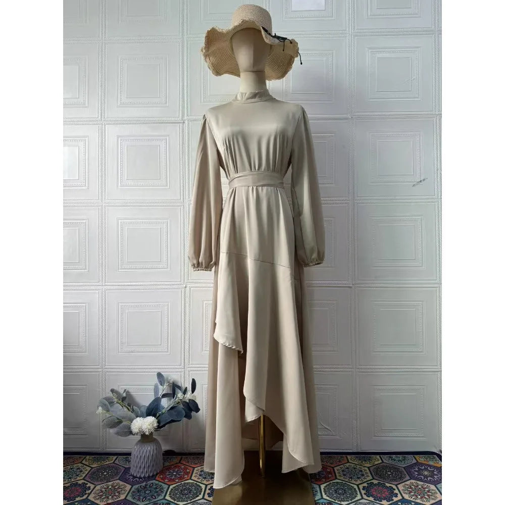 Eid Muslim Dress for Women Irregular Hem Ramadan Jalabiya Party Abaya