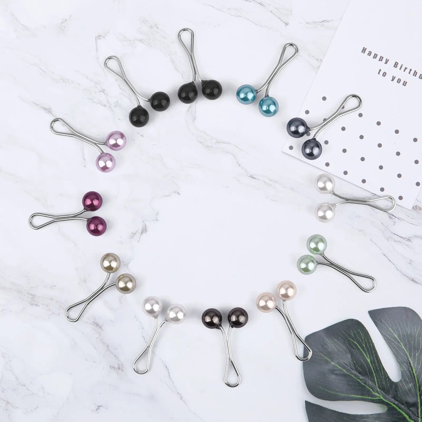 12-Piece Pearl Hijab Brooch Set – Elegant Scarf Clips for Women