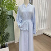 Women Heart Embroidery Long Sleeved Cardigan Muslim Abaya