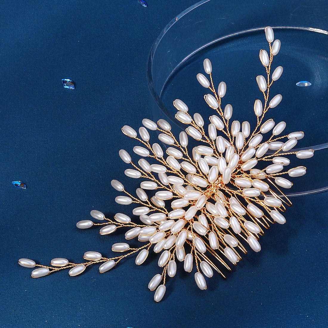 Elegant Pearl Hair Comb – Handmade Bridal Hairpin for Women & Girls