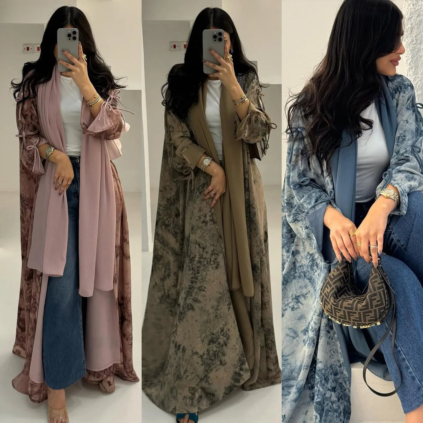 Eid Print Abaya Hijab Set – 2 Piece Cardigan Robe