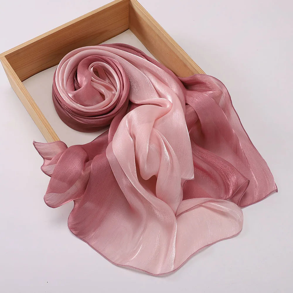 Luxury Two-Tone Gradient Satin Hijab – Elegant Shimmering Headscarf