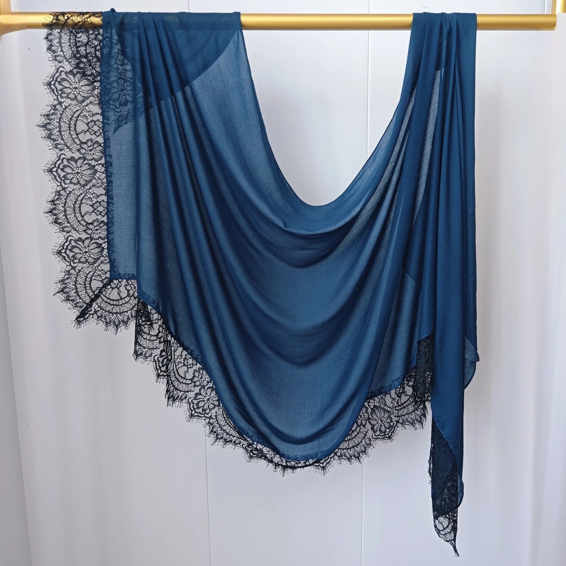 Lace Edge Modal Hijab Scarf – Breathable Cotton Turban Shawl