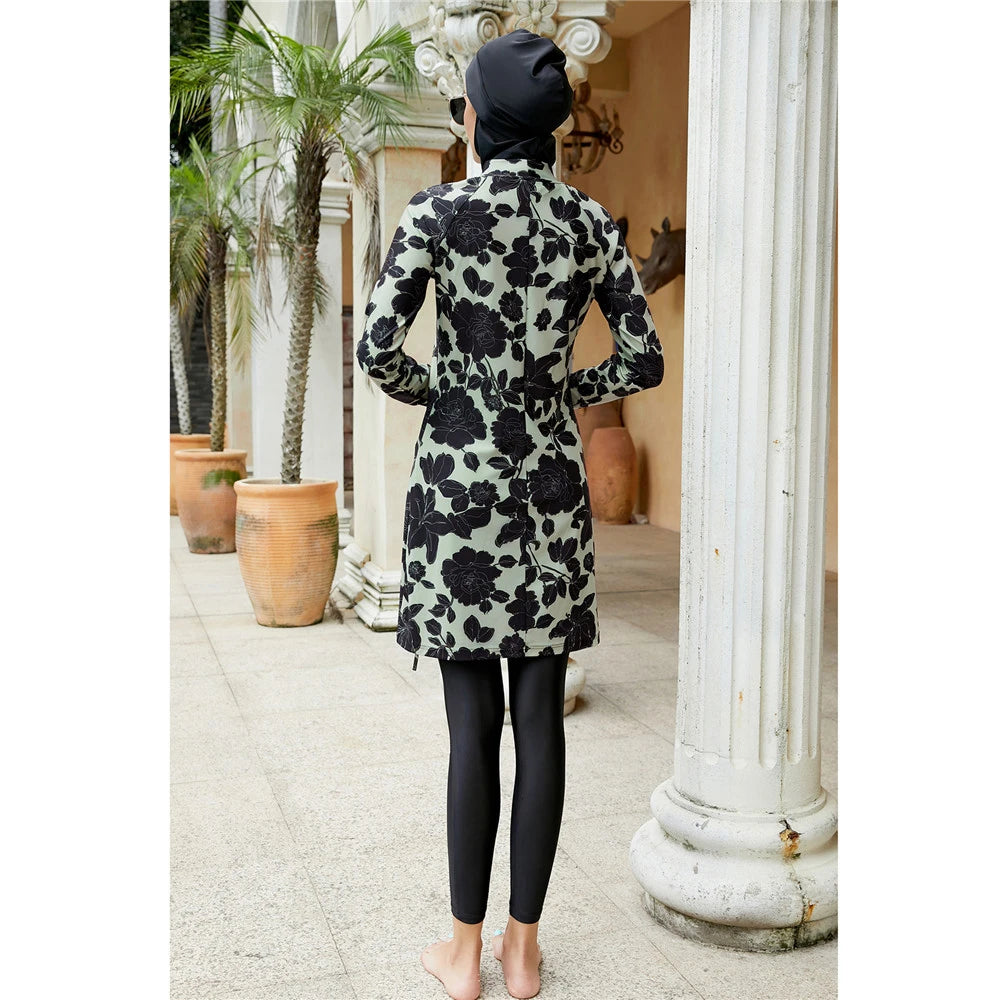 Islamic Muslim Women Swimwear Long Sleeve Swimsuits Full Cover 3 Pieces Suits