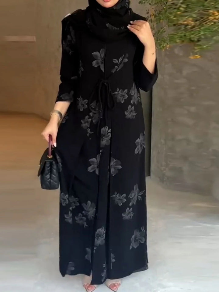 Elegant Trench Abaya – Open Kaftan Party Dress for Eid