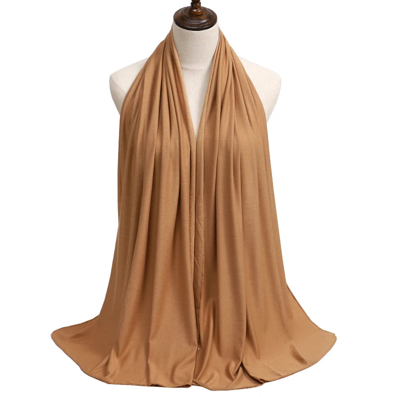 Jersey Modal Cotton Hijab – Soft Solid Color Long Scarf