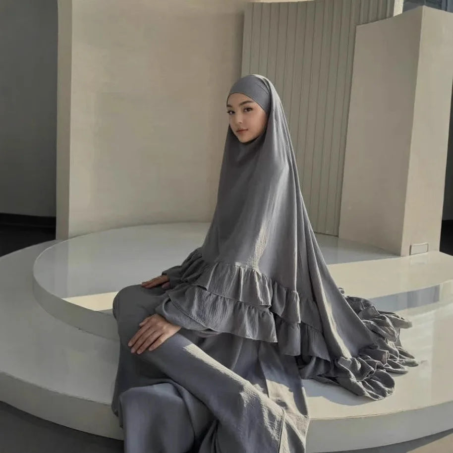 Muslim Dresses Hijab 2 Piece Sets Women Modest Abayas