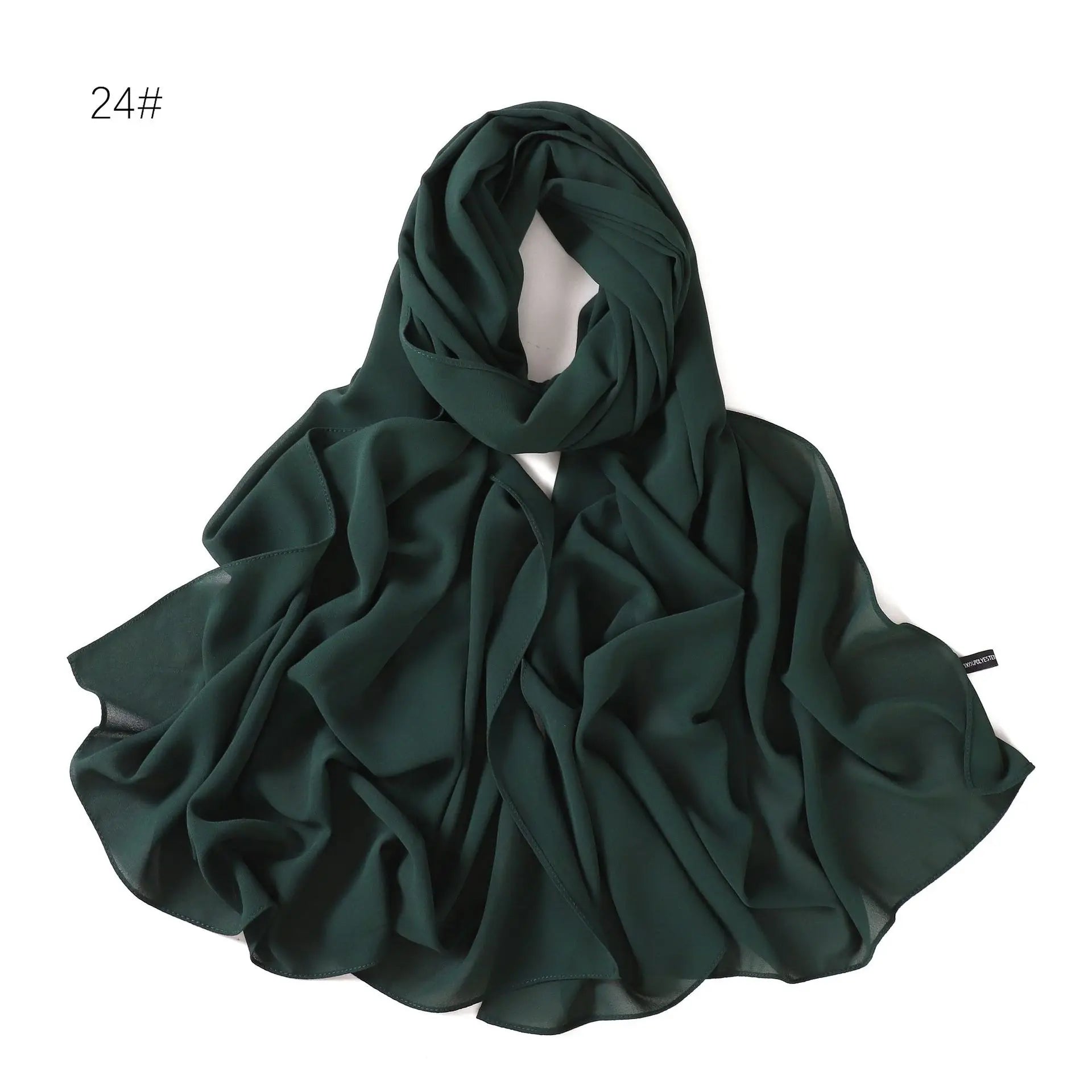 Solid Color Chiffon Hijab Shawl – Large 70x180cm