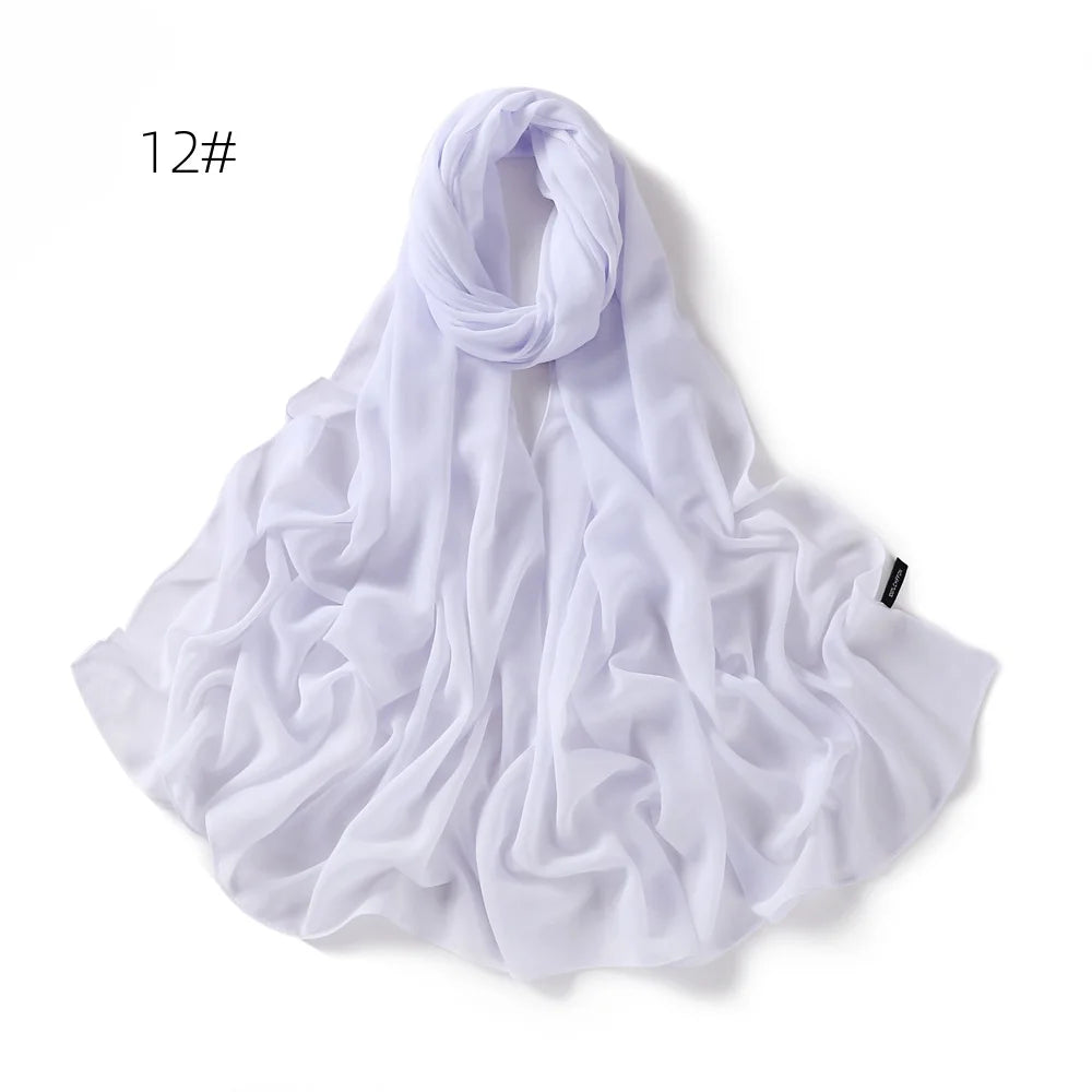 Solid Color Chiffon Hijab Shawl – Large 70x180cm