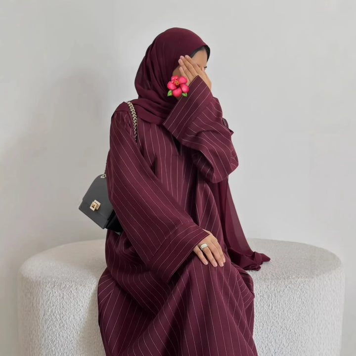 Eid Abaya Women Dress Kaftan Jalabiya striped Party Muslim Caftan