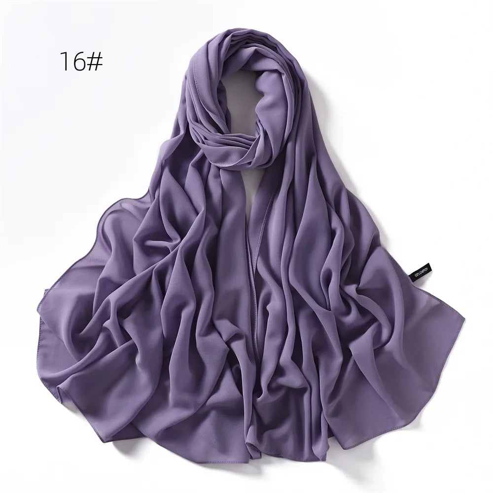 Solid Color Chiffon Hijab Shawl – Large 70x180cm