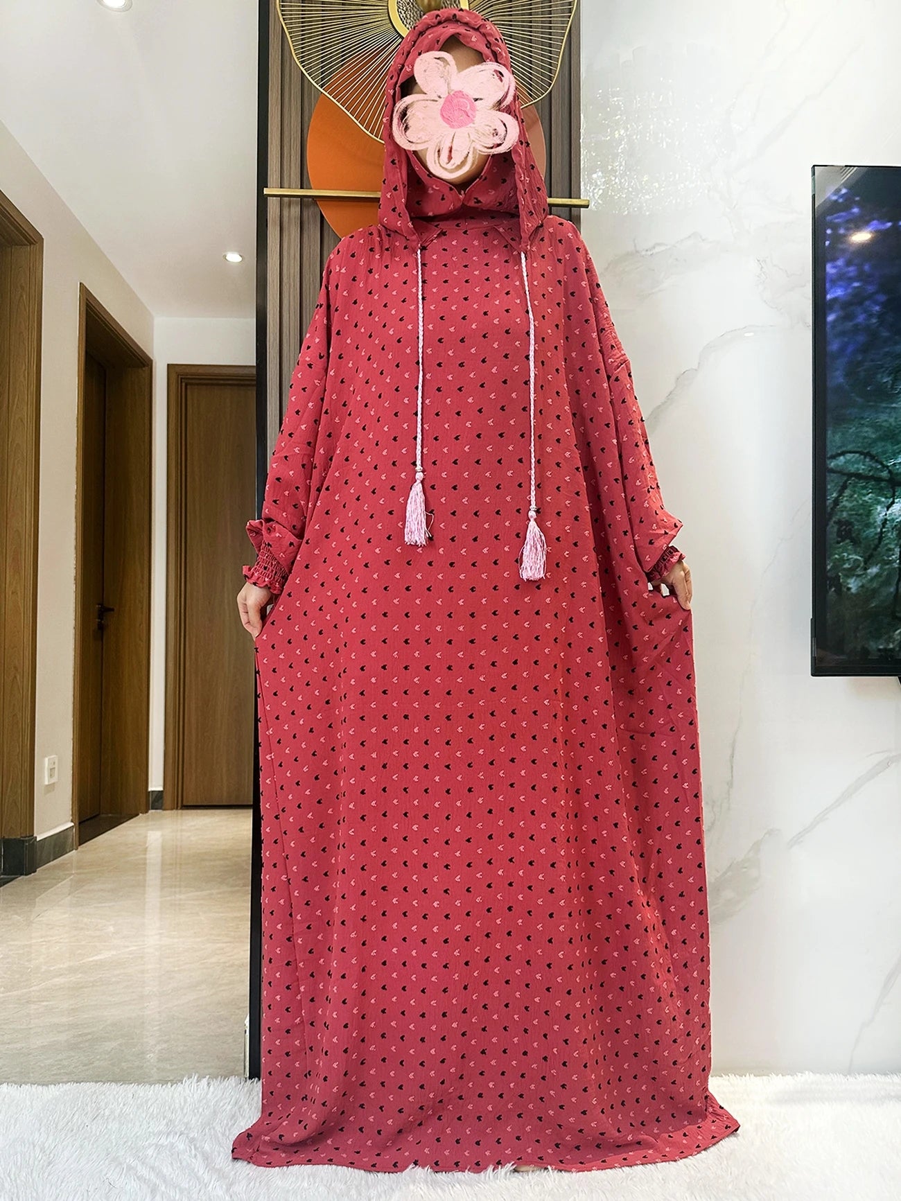 Latest Ramadan Soft Cotton Prayer Abaya Double Hats