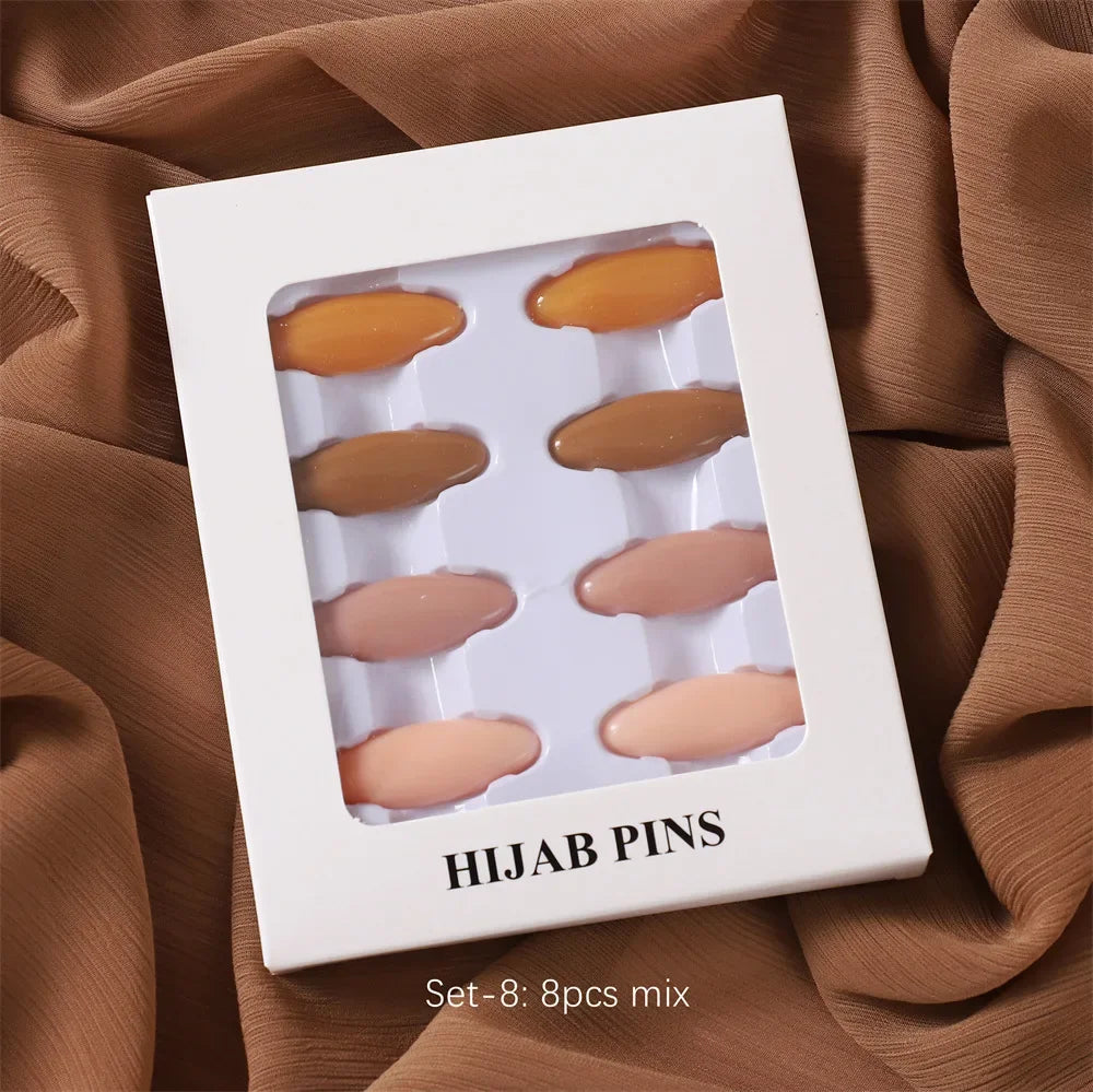 8-Piece Colorful Hijab Safety Pins – Secure Scarf Buckle & Brooch Set