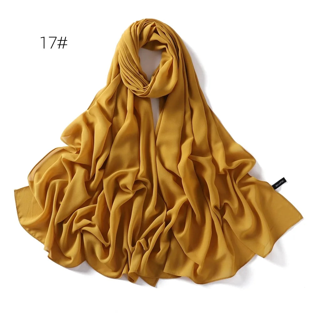 Solid Color Chiffon Hijab Shawl – Large 70x180cm