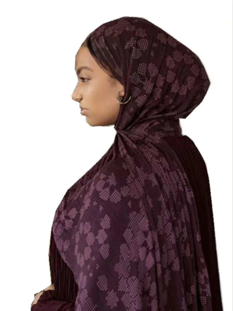 Watercolor Print Hijab – Soft Bohemian Floral Shawl Scarf