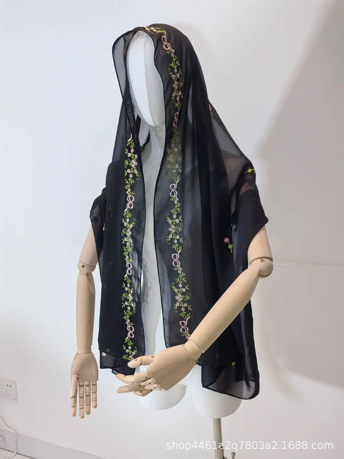 Luxurious Floral Embroidery Hijab Dress for Muslim Women