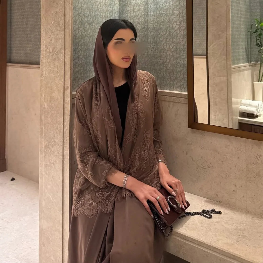 Lace Open Abaya – Eid & Ramadan Party Dress