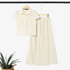 Women's Elegant Chic Skirt Sets Short Sleeve Short Shirt & Embroidered Maxi
