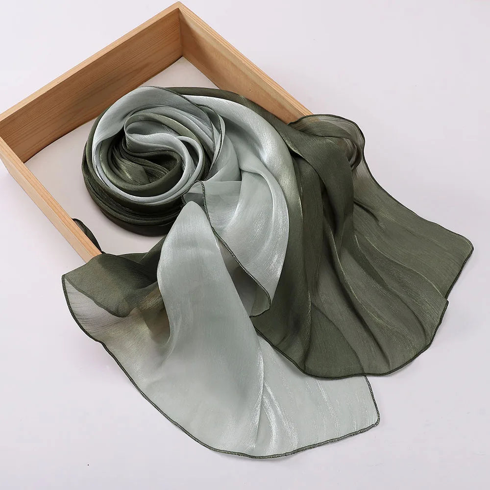 Luxury Two-Tone Gradient Satin Hijab – Elegant Shimmering Headscarf