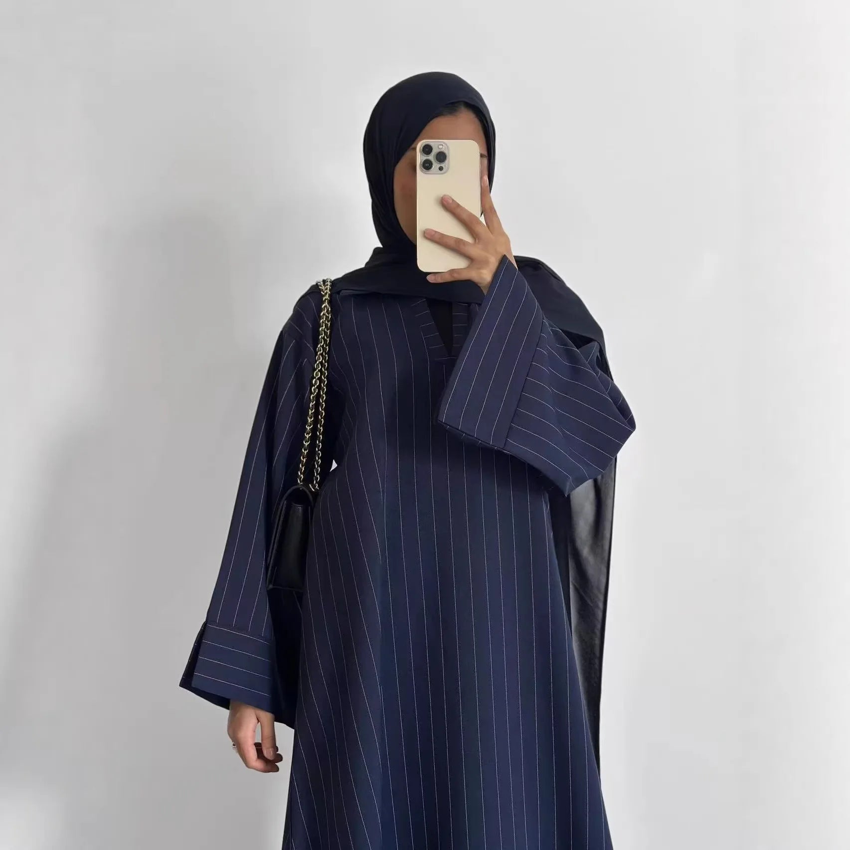 Eid Abaya Women Dress Kaftan Jalabiya striped Party Muslim Caftan