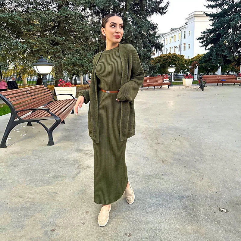 Dress Sets Knit Women Two Piece Set