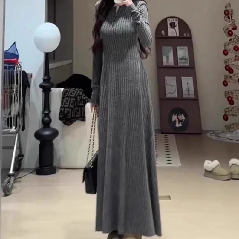 Autumn Winter French Retro Waist Dresses