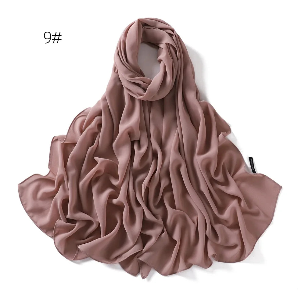 Solid Color Chiffon Hijab Shawl – Large 70x180cm