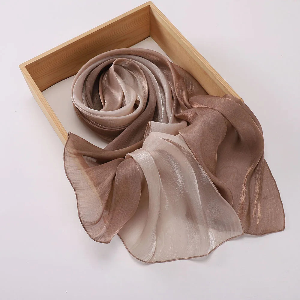 Luxury Two-Tone Gradient Satin Hijab – Elegant Shimmering Headscarf