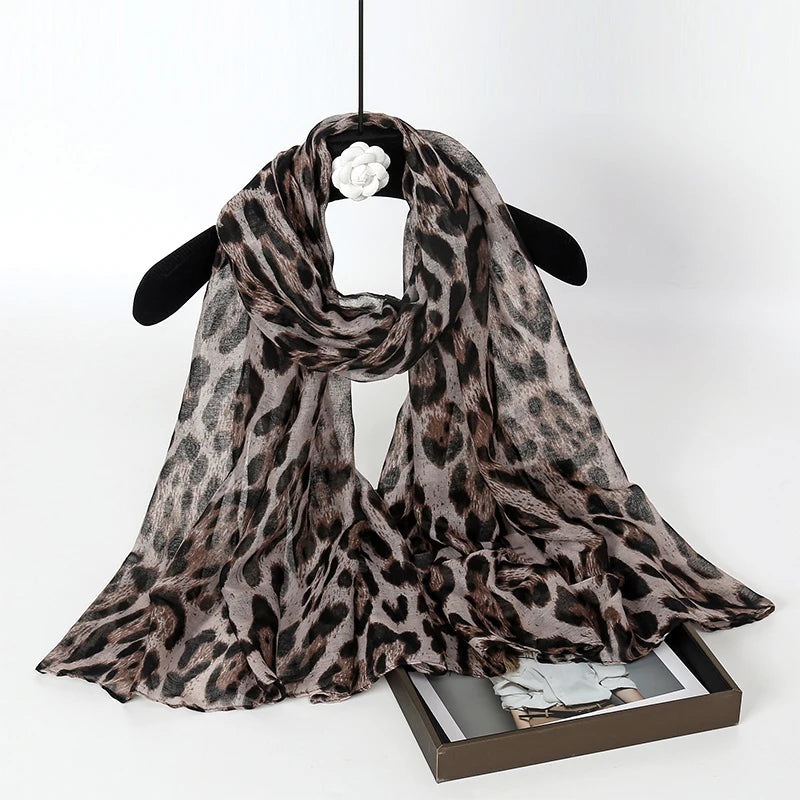 Voile Leopard Print Headscarf – Luxury Fashion Shawl