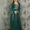 Elegant Chiffon Ruffle Sleeve Maxi Dress – Diamond-Detail Evening Gown
