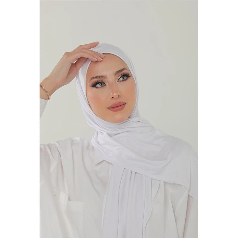 Soft Cotton Jersey Hijab – Long Plain Stretch Scarf