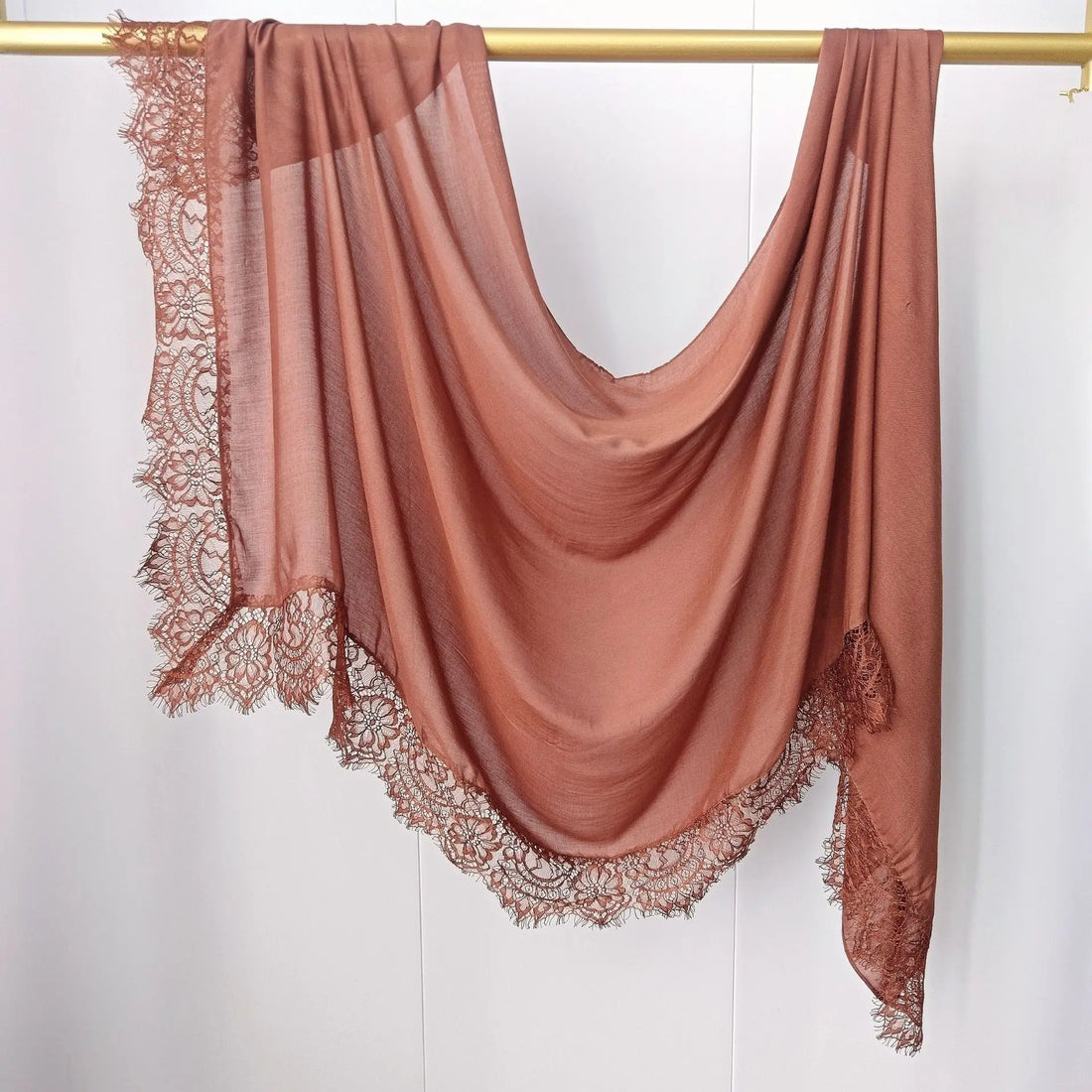 Lace Edge Modal Hijab Scarf – Breathable Cotton Turban Shawl