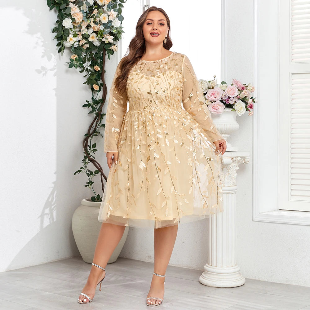 Elegant Mermaid Tulle Evening Gown – Long Sleeve Floral Embroidered Dress